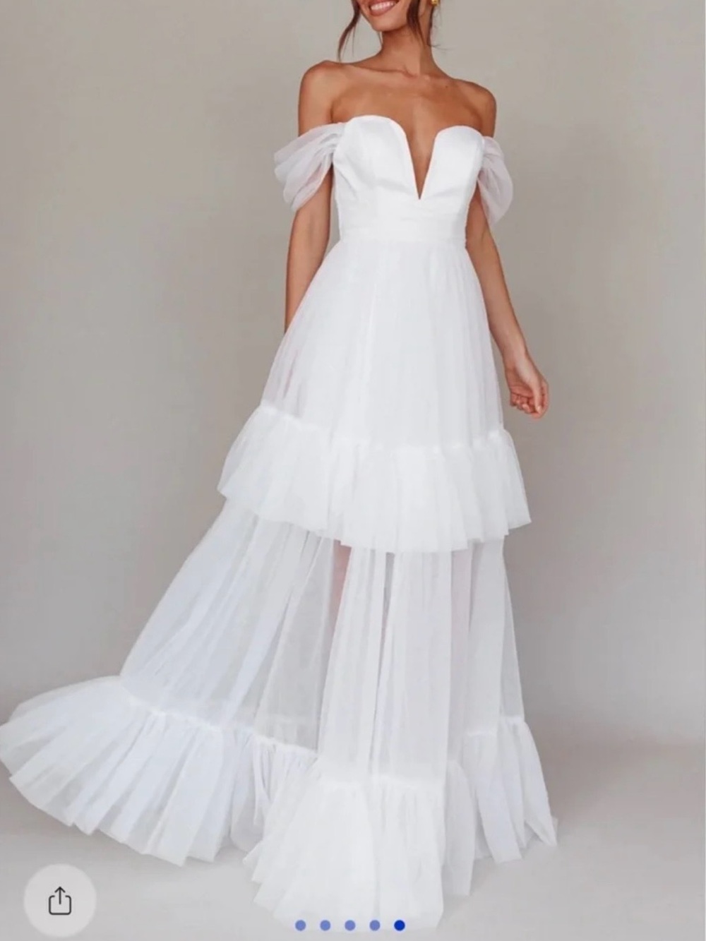 Selfie Leslie Ivory Layered Tulle Ruffle Wedding Dress